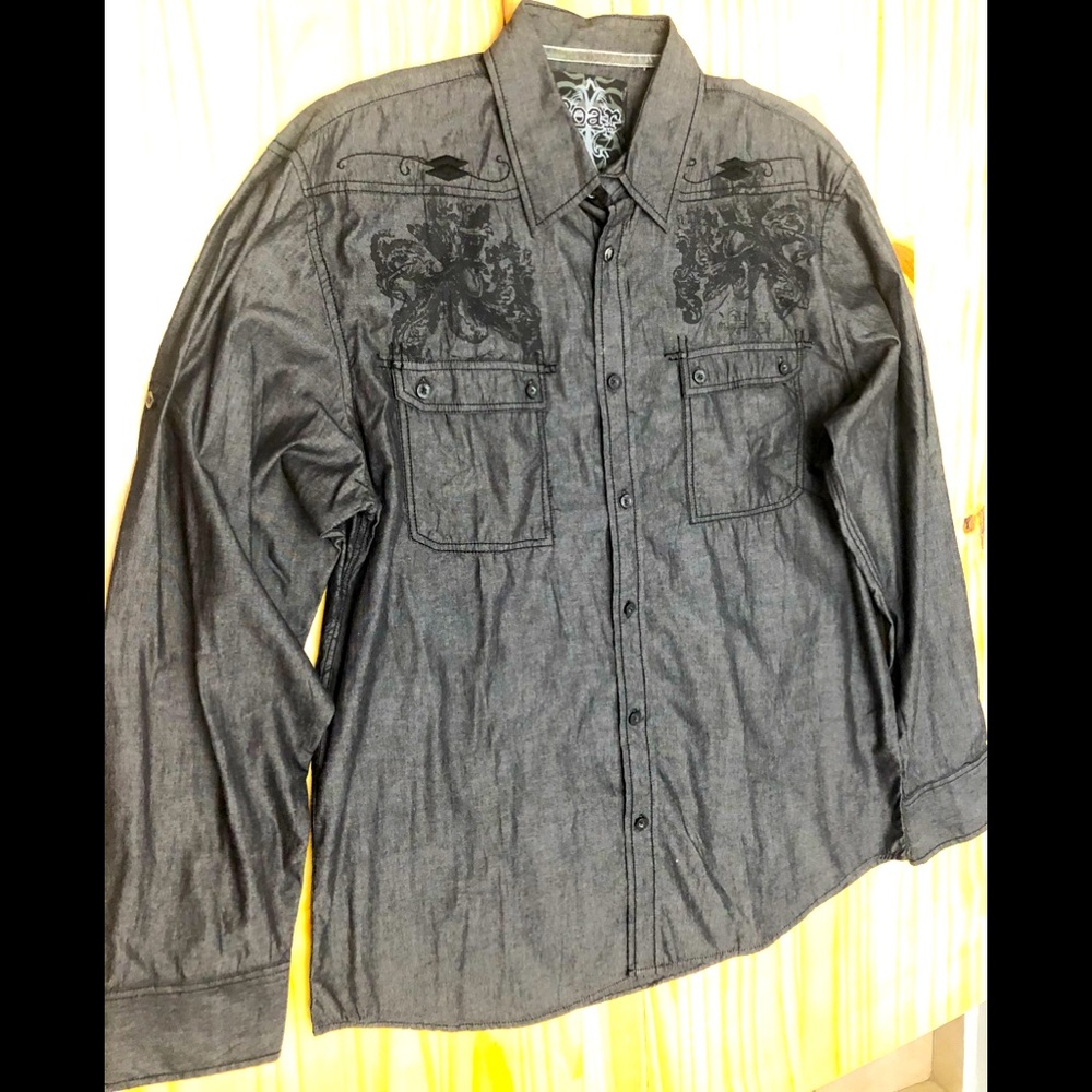 Y2K embroidered button up